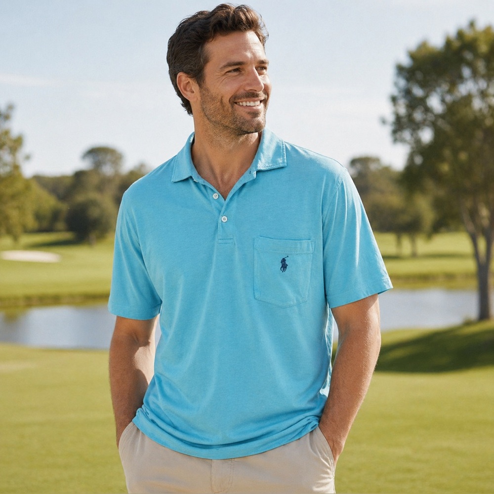 Polo Ralph Lauren Classic Fit Blue Pocket Polo Shirt Men’s Large